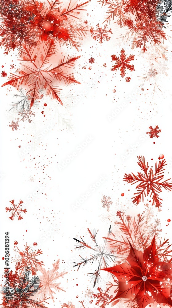 Red snowflake frame on white background for holiday greetings Red snowflake frame on white background for holiday greetings