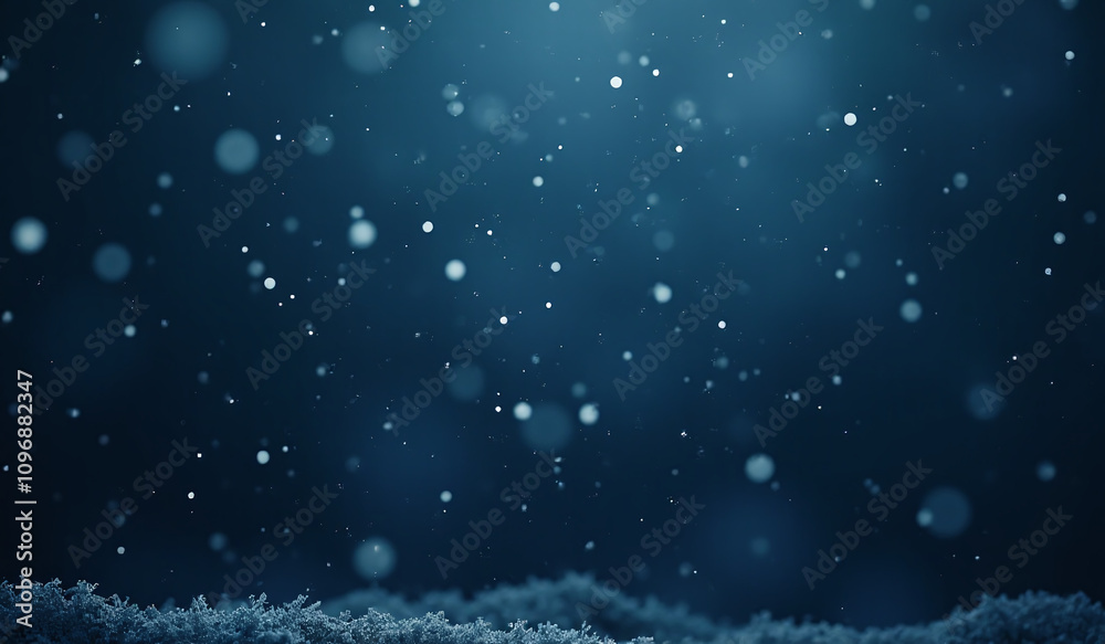 Obraz premium snow falls gently dark blue background intricate flake patterns