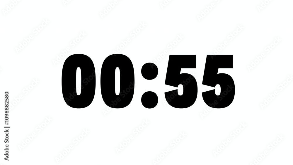 Countdown One Minute Animation Video from 60 to 0 Seconds with Black Color on White Background. Countdown One Minute Animation Video from 60 to 0 Seconds with Black Color on White Background.