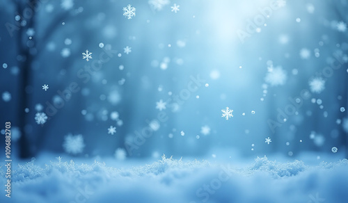 snowflakes fall winter scene blue white hues photo