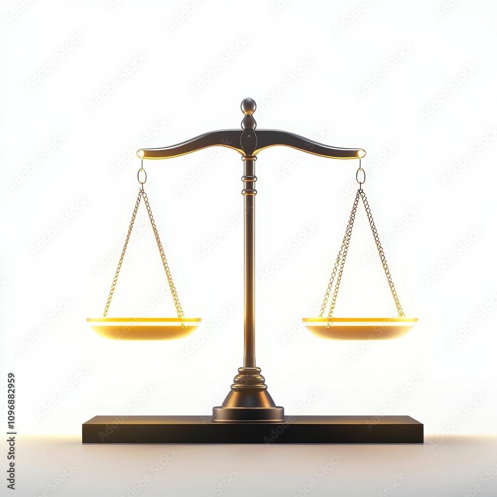 Golden scales of justice, balanced, serene. Golden scales of justice, balanced, serene.