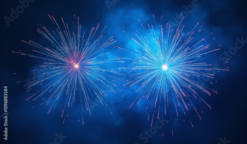 vibrant blue fireworks create beautiful abstract background perfect celebrations special events every year photo