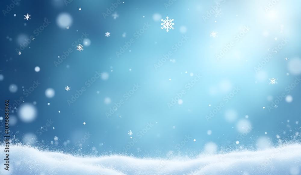 Fototapeta premium winter scene features icy blue background snowflakes frosty effects creating serene winter landscape