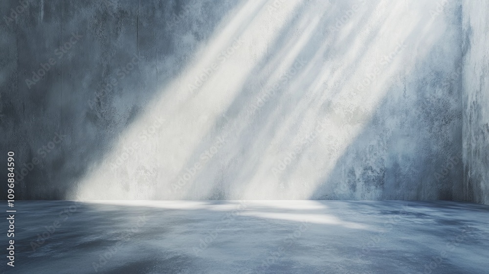 A large empty room with a wall that is covered in a greyish color A large empty room with a wall that is covered in a greyish color