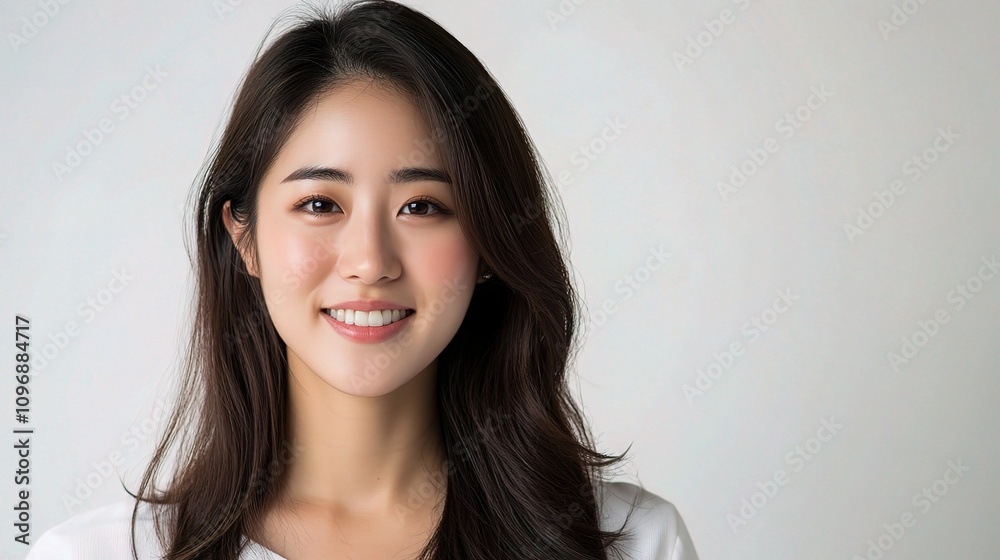 Beautiful Portrait of a Korean Woman with Radiant Smile and Flawless Skin Beautiful Portrait of a Korean Woman with Radiant Smile and Flawless Skin