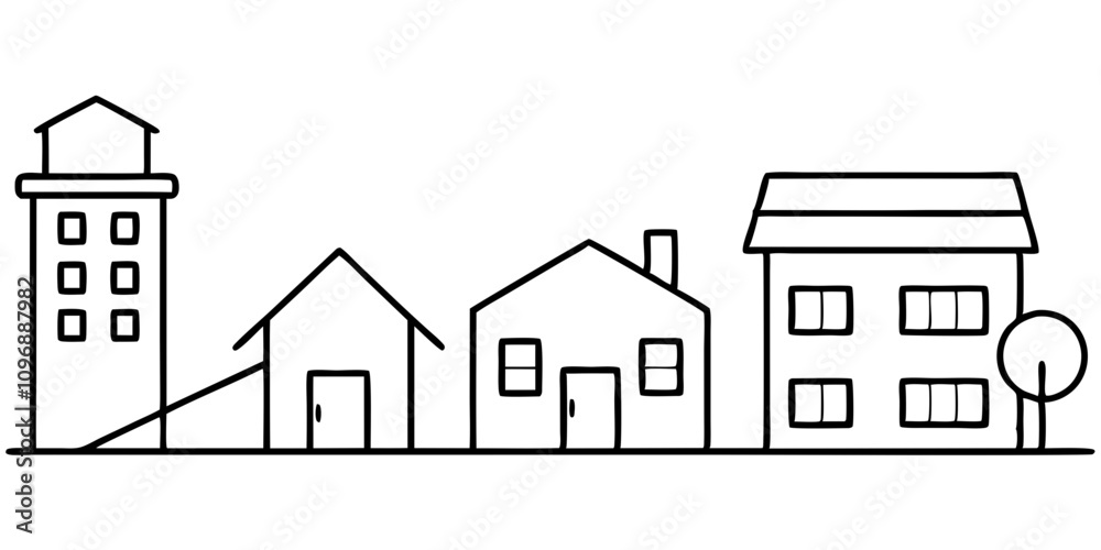 Line art of  cityscape vector illustration 
