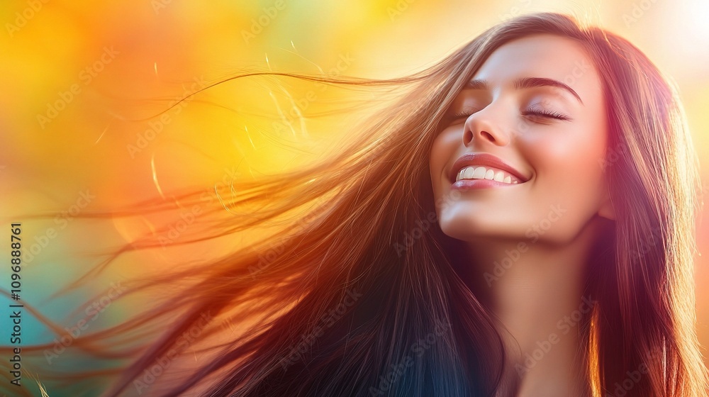 Fototapeta premium Woman Enjoying Skincare Routine with Natural Beauty and Radiance