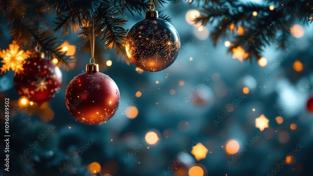 Beautifully Designed Christmas Ornaments Against a Soft Background Beautifully Designed Christmas Ornaments Against a Soft Background