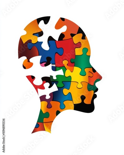 Wallpaper Mural Puzzle face concept: vibrant illustration merging art and identity Torontodigital.ca