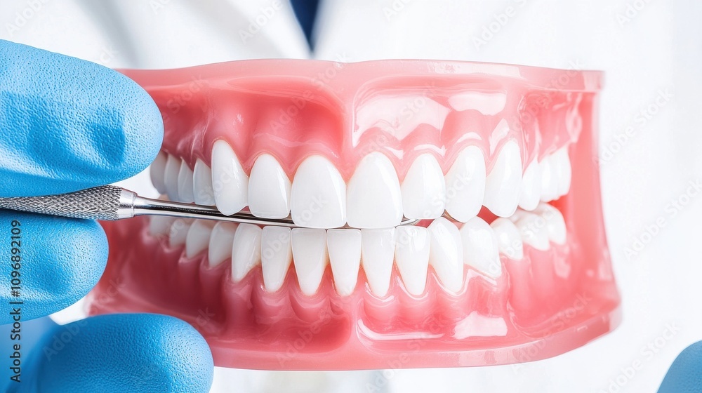 Obraz premium Dental healthcare equipment and tools for oral examination and treatment on white background