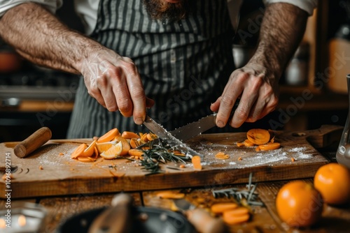 Chopping fresh ingredients home kitchen food preparation cozy environment close-up view culinary creativity