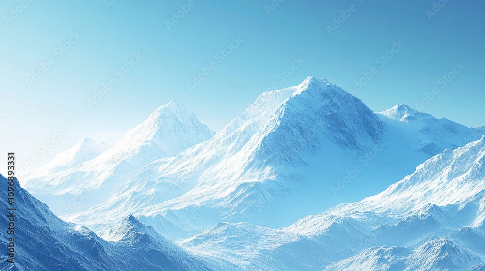 Serene Snow-Capped Mountain Range Under a Clear Blue Sky Serene Snow-Capped Mountain Range Under a Clear Blue Sky