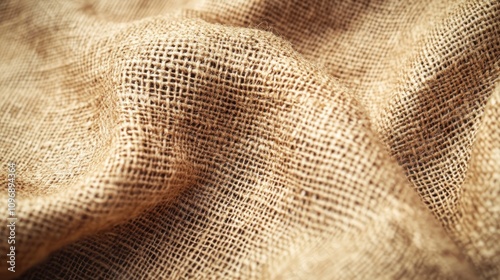 Beige linen fabric texture background with natural woven pattern photo