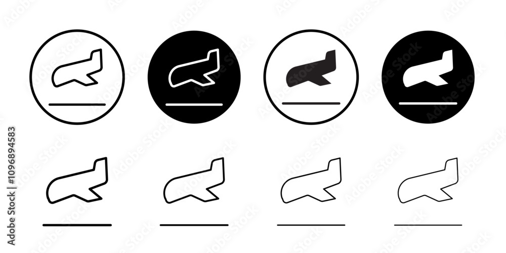 Arrival icon Flat art in black and white isolated Arrival icon Flat art in black and white isolated