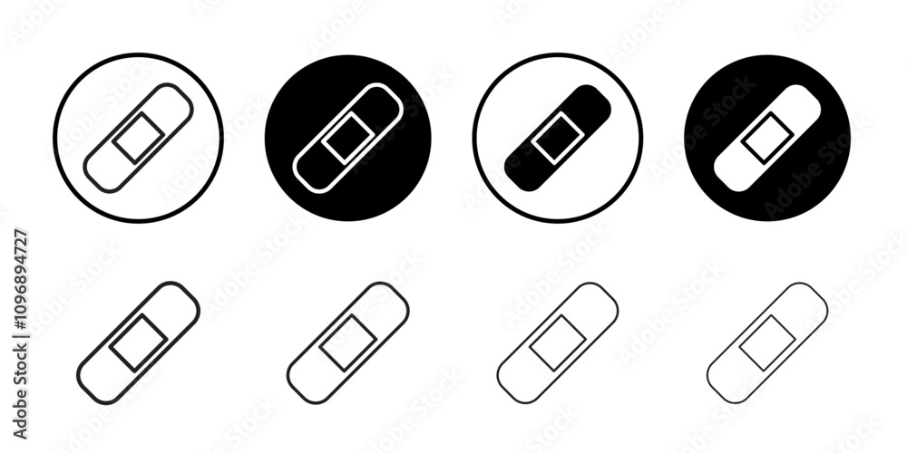 Bandage icon Flat set in black and white color Bandage icon Flat set in black and white color
