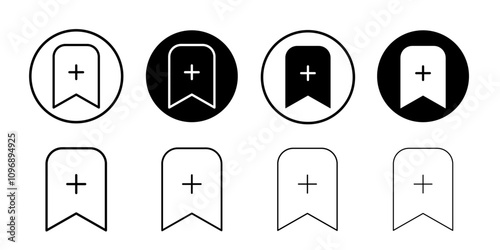 Bookmark add icon Flat art in black and white isolated