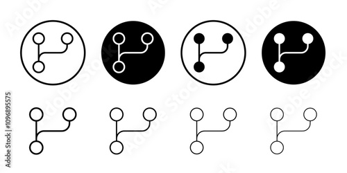 Code branch icon Flat set in black and white color