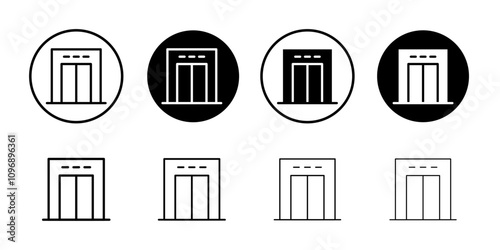 elevator icon Flat set in black and white color