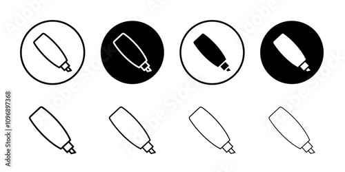 Highlighter vector icon set collection. Highlighter Outline flat Icon.