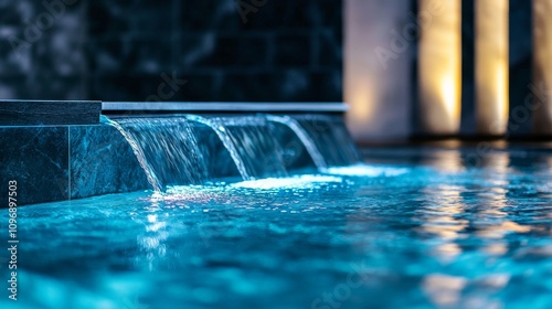 Minimalist design of tranquil bubbling pool for relaxation and spa ambiance