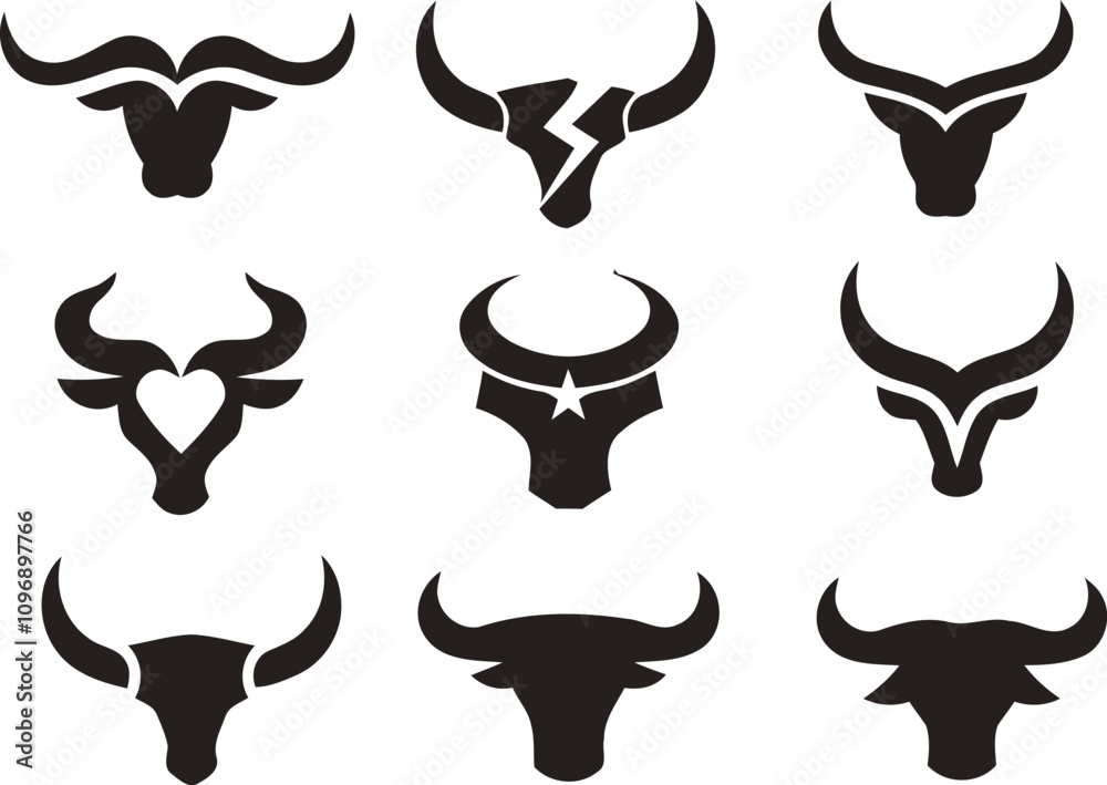 Minimalist Bull Head Logo Design