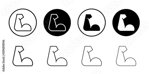 Muscle icon Flat set in black and white color