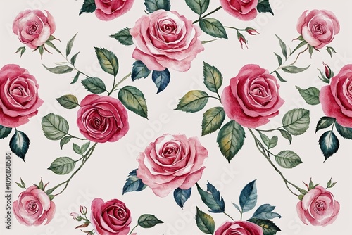 Timeless Watercolor Seamless Border with Elegant Rose and Leaf Designs for Wedding Invitations and Classic Decor
