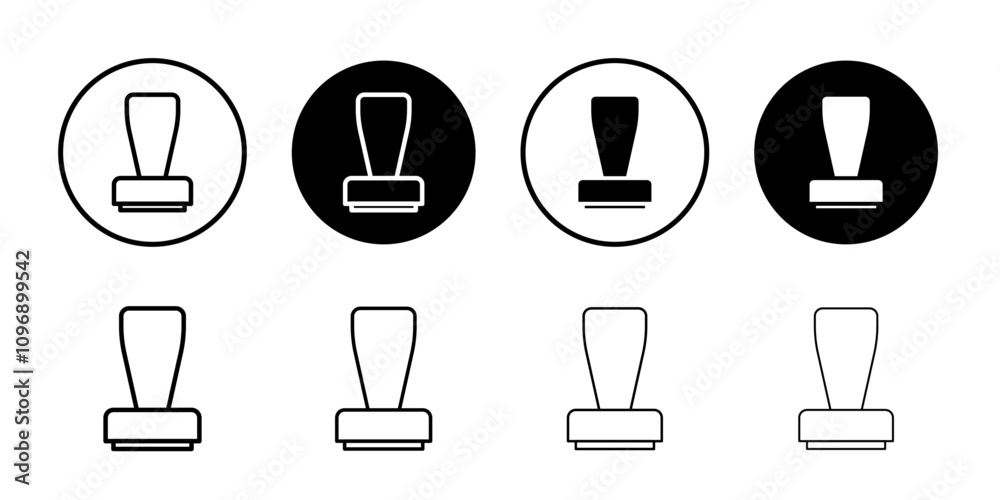 Stamp icon Flat set in black and white color Stamp icon Flat set in black and white color