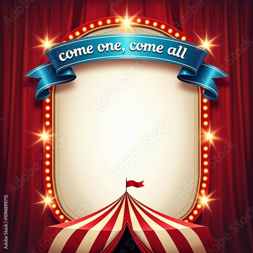 Circus theme, colorful vector illustration. Backdrop for poster, banner, invitation card with copy space for text - generative AI