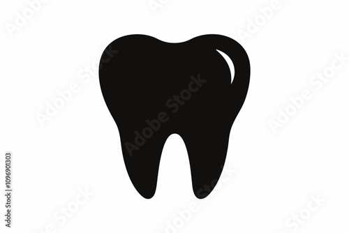 Tooth vector icon, tooth silhouette vector, Black tooth shape symbol