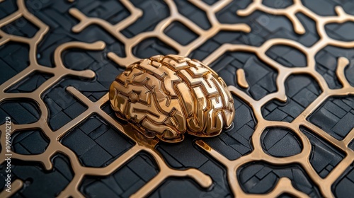 Intricate Brain Texture with Geometric Patterns Symbolizing Cognitive Functions photo