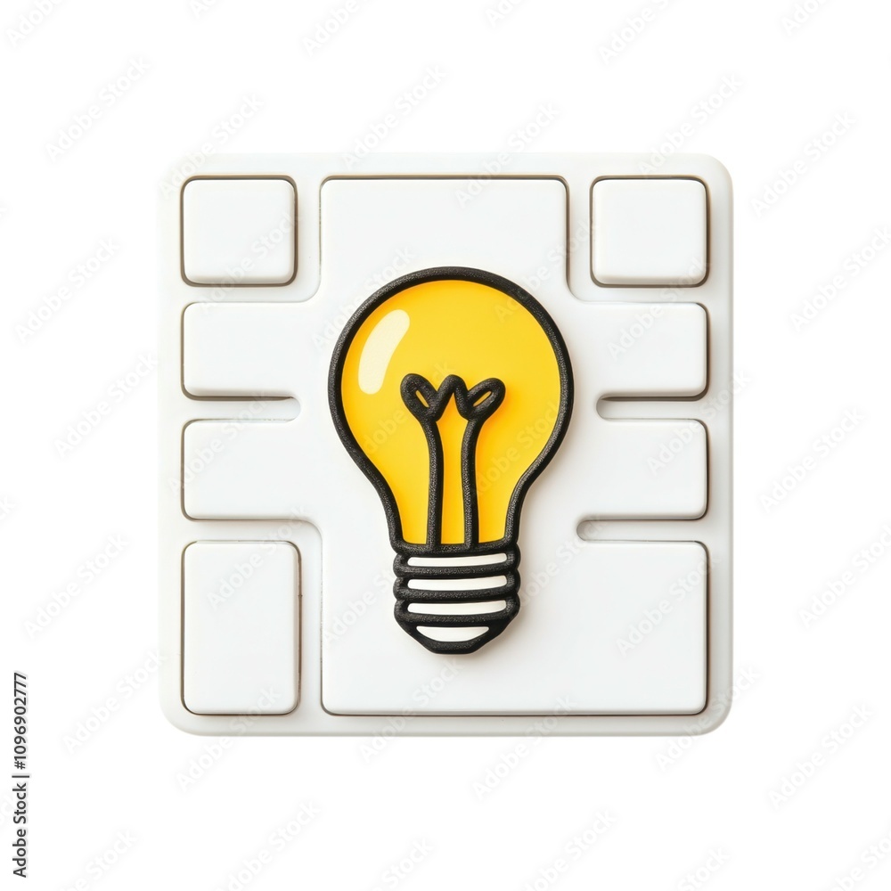 A bright yellow light bulb icon is centered on a white board, symbolizing creativity and innovative ideas. A bright yellow light bulb icon is centered on a white board, symbolizing creativity and innovative ideas.