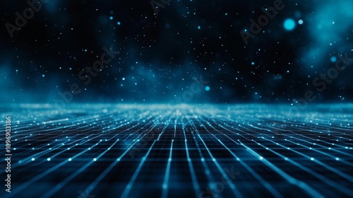 Futuristic digital network grid in abstract space background