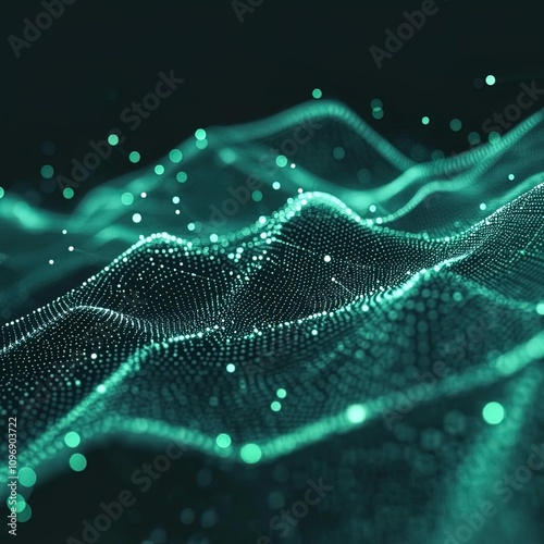 Dark Green data technology wallpaper, network of dots