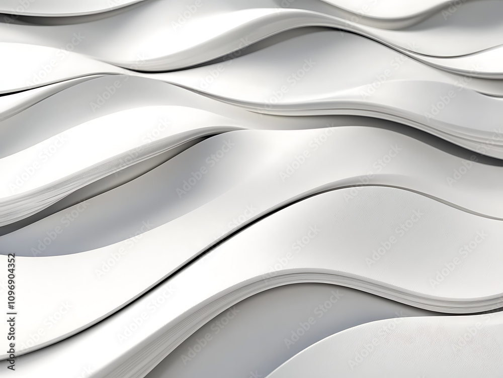 Fototapeta premium Curve wave shape pattern on light white gray color tone illustration wallpaper background
