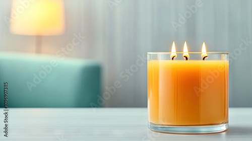 Elegant ambiance with warm candlelight casting a cozy glow in a softly lit living space