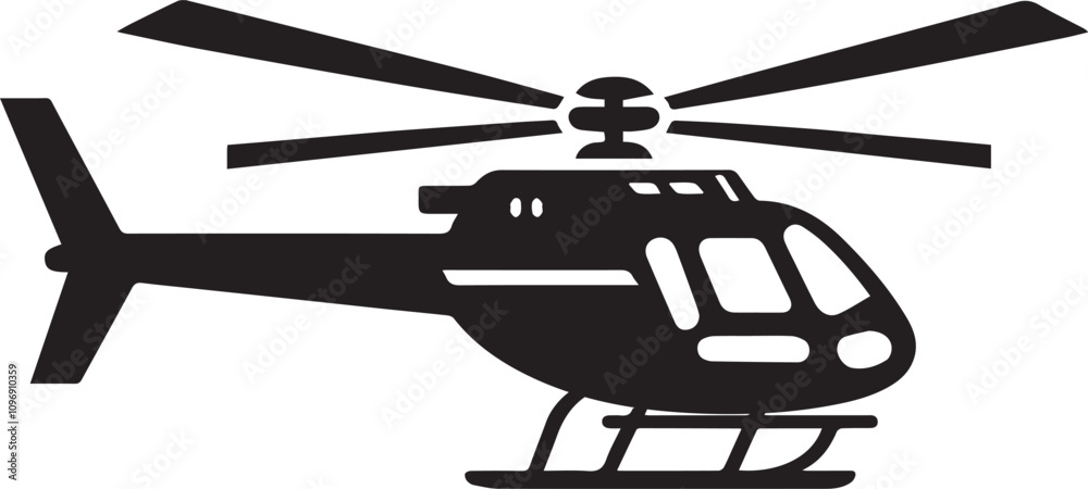helicopter silhouette vector graphic, copter icon vector illustration. EPS File