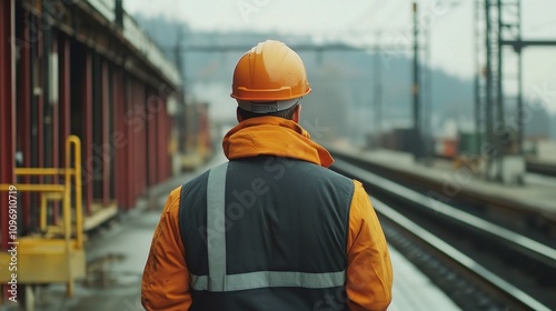 Engineer in Waistcoat and Hardhat Overseeing Construction Site