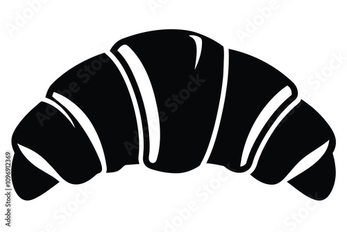 black and white croissant icon illustration 