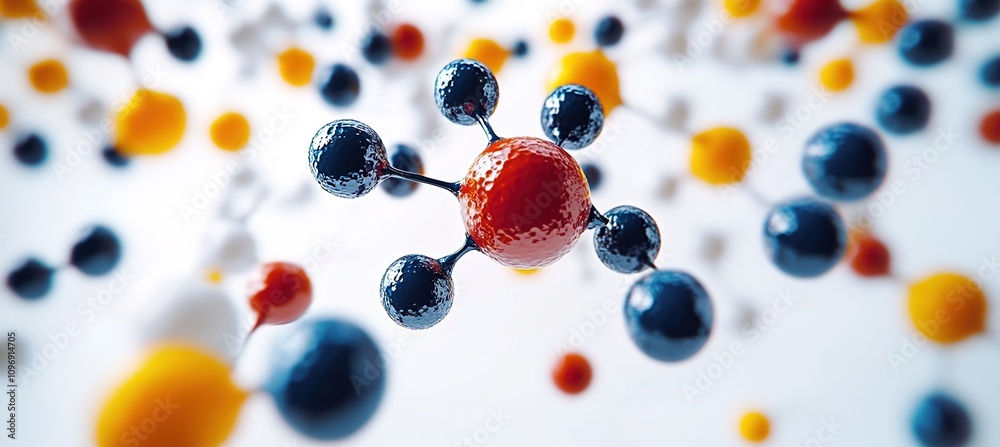 3D rendering of colorful molecules on a white background. 3D rendering of colorful molecules on a white background.