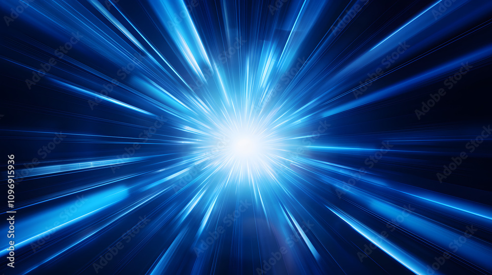 Obraz premium Radial blue light through the tunnel glowing in the darkness for print designs templates, Advertising materials, Email Newsletters, Header webs, e commerce signs retail shopping, advertisement busines