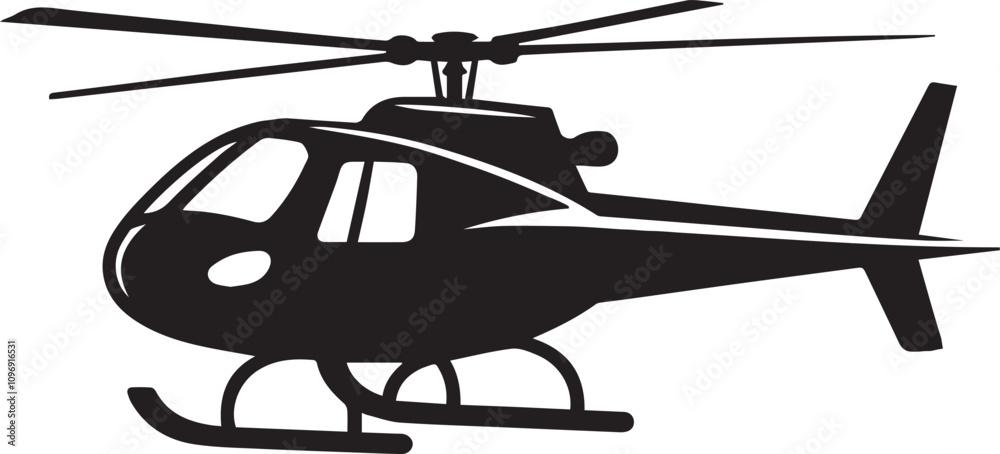 helicopter silhouette vector graphic, copter icon vector illustration. EPS File