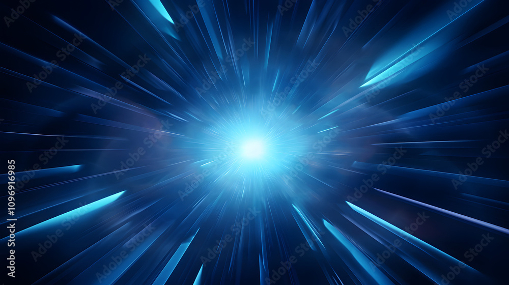 Obraz premium Radial blue light through the tunnel glowing in the darkness for print designs templates, Advertising materials, Email Newsletters, Header webs, e commerce signs retail shopping, advertisement busines