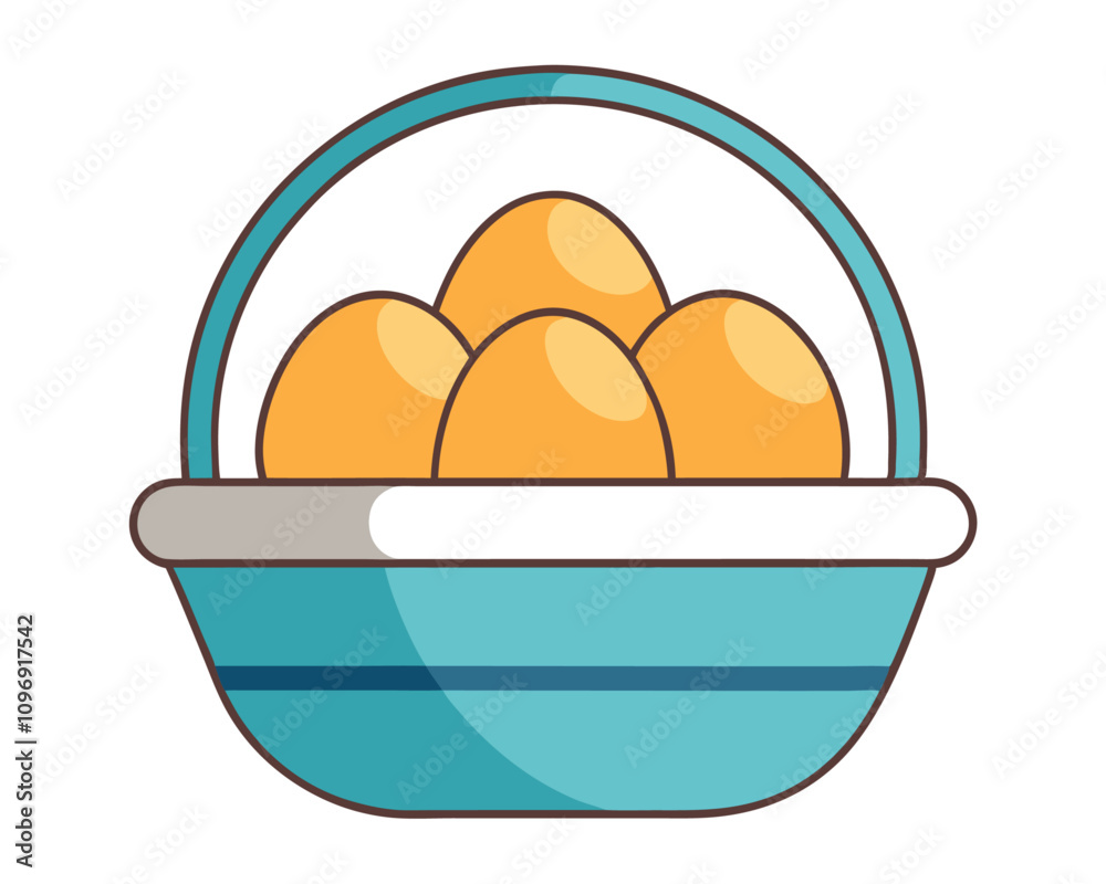 Fototapeta premium basket with eggs clipart cartoon Illustration drawing