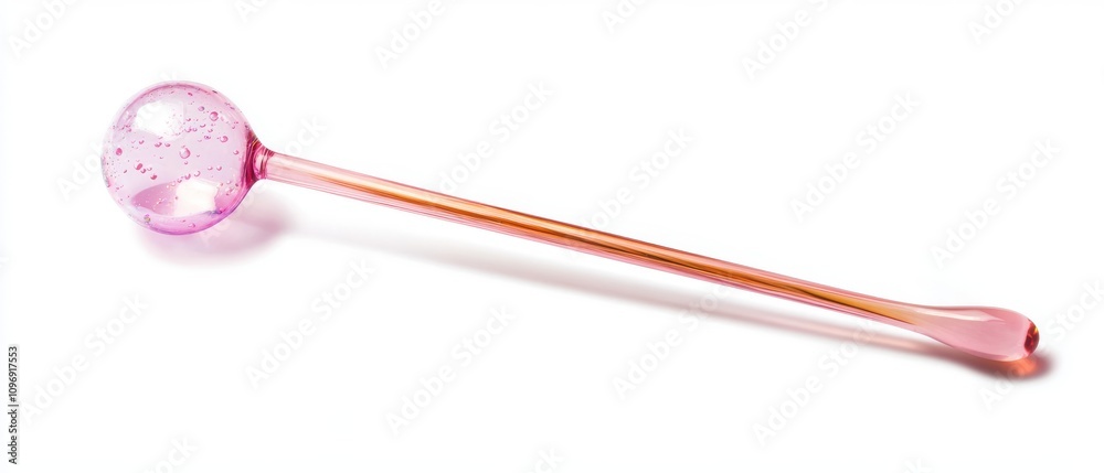 Bubble wand with pink handle and round, bubbly tip Bubble wand with pink handle and round, bubbly tip