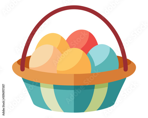 basket with eggs clipart cartoon Illustration drawing