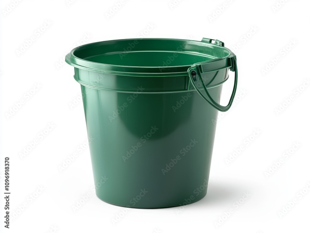 Green plastic bucket for storage and cleaning tasks Green plastic bucket for storage and cleaning tasks