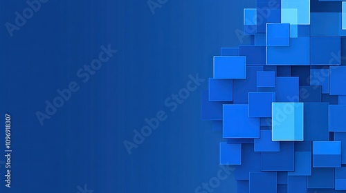 Abstract Blue Squares: A Digital Composition of Overlapping Geometric Shapes