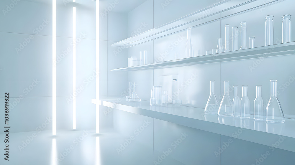 An empty research laboratory featuring a large, clean workstation and modern equipment, symbolizing scientific precision, innovation, and a focus on groundbreaking experiments in a professional settin An empty research laboratory featuring a large, clean workstation and modern equipment, symbolizing scientific precision, innovation, and a focus on groundbreaking experiments in a professional settin