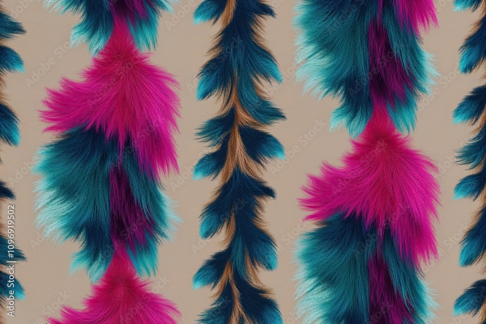 Obraz premium Playful Vibrant Animal Fur Pattern with Aquamarine Accents on a Neutral Backdrop